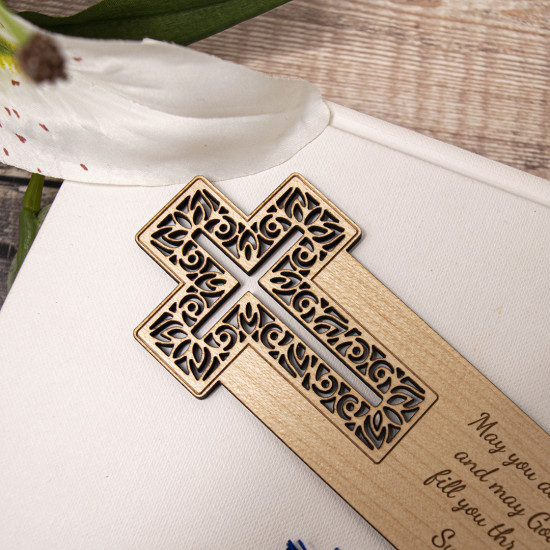 Wooden Cross Bookmark - Maple