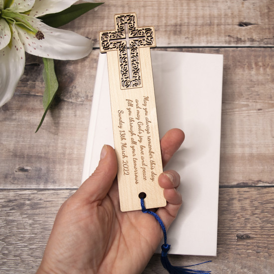 Wooden Cross Bookmark - Maple