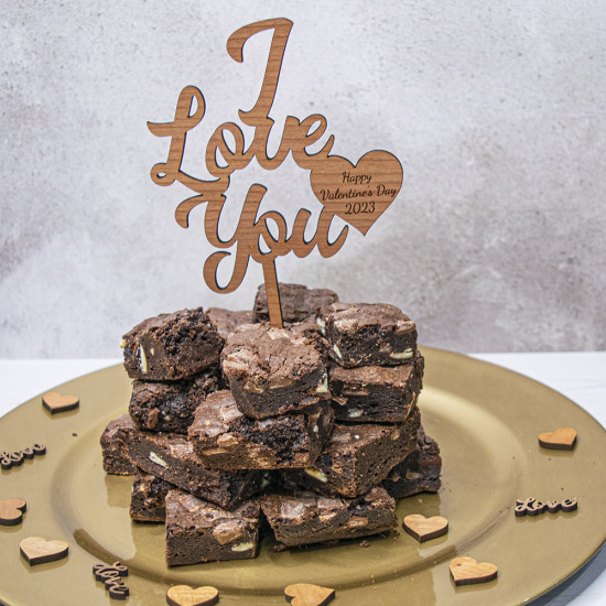 Wooden I Love You Cake Topper