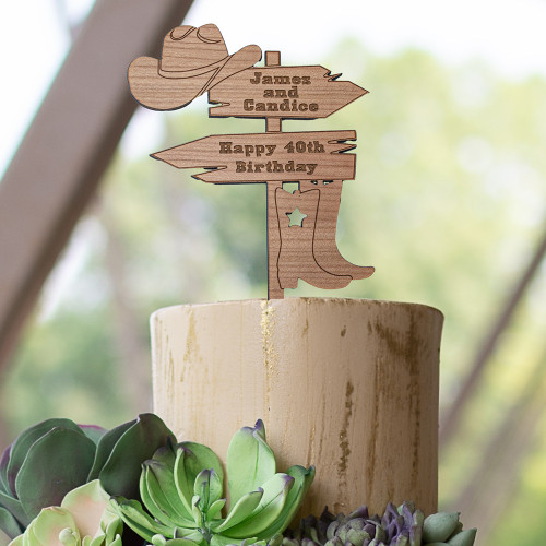 Wooden Wild West Cake Topper