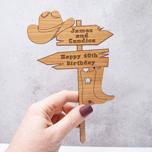 Wooden Wild West Cake Topper
