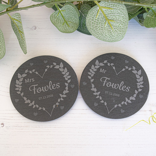 Mr and Mrs Slate Coasters
