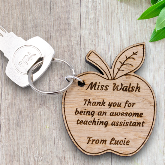 Wooden Apple Thank You Teacher Keyring Wooden Apple Thank You Teacher Keyring
