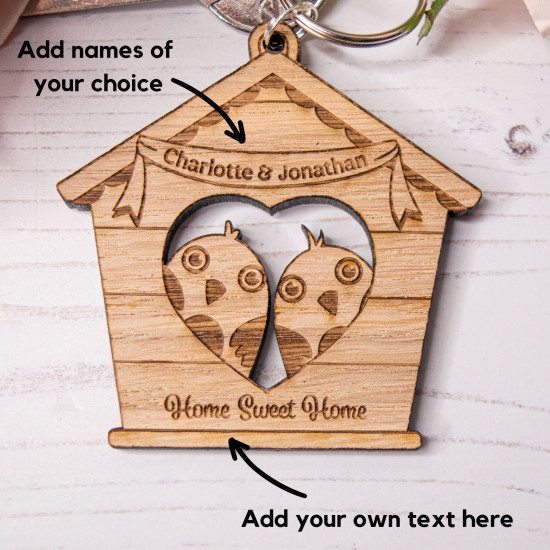 Peeking Lovebirds in House Keyring Peeking Lovebirds in House Keyring