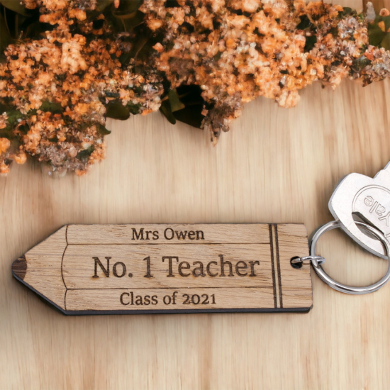 Wooden Pencil Teacher Keyring Wooden Pencil Teacher Keyring