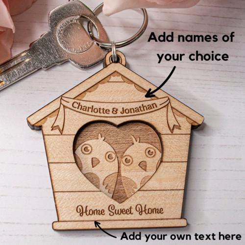 Double Layered Peeking Lovebirds Keyring Double Layered Peeking Lovebirds Keyring