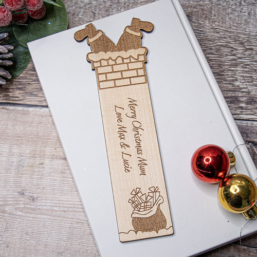 Wooden Santa in Chimney Bookmark Wooden Santa in Chimney Bookmark