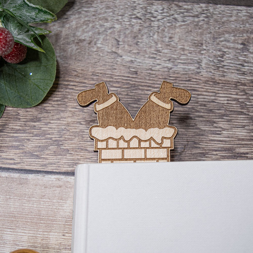 Wooden Santa in Chimney Bookmark Wooden Santa in Chimney Bookmark