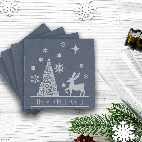 Christmas Reindeer and Tree Coasters Christmas Reindeer and Tree Coasters