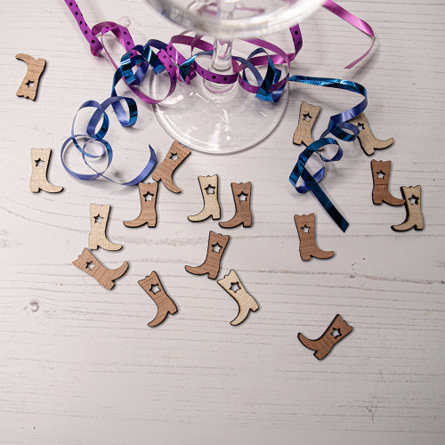 Wooden Cowboy Boot Table Confetti Wooden Cowboy Boot Table Confetti