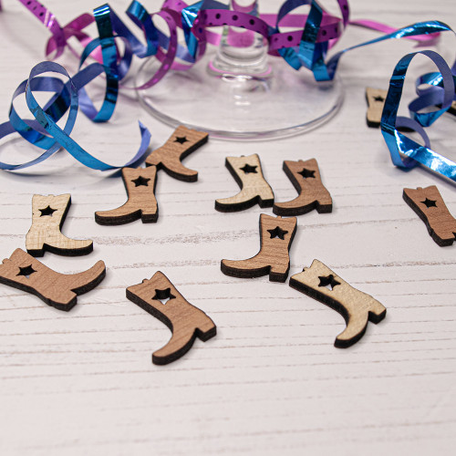 Wooden Cowboy Boot Table Confetti Wooden Cowboy Boot Table Confetti