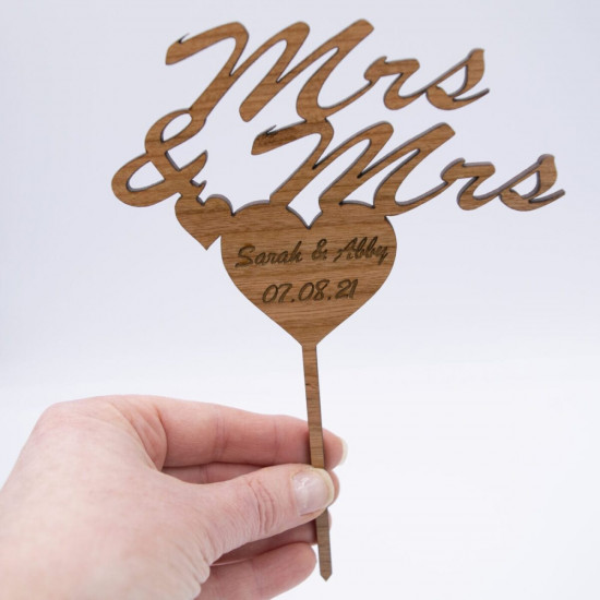 Wooden Wedding Cake Topper -  Mrs & Mrs