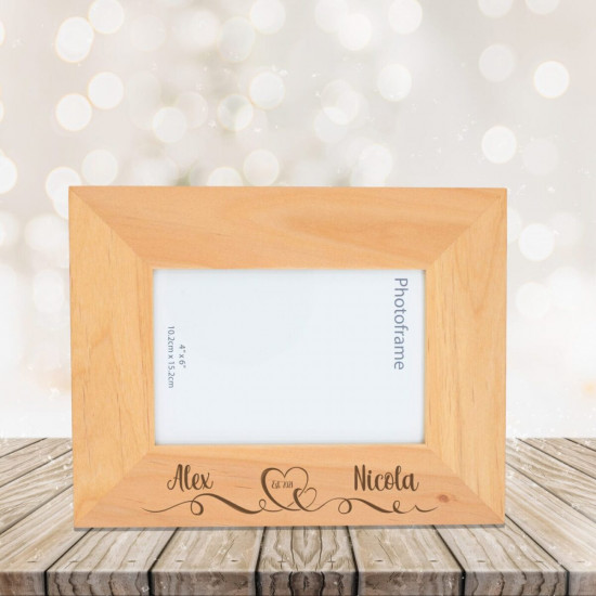 Wooden Photo Frame - Romantic Hearts