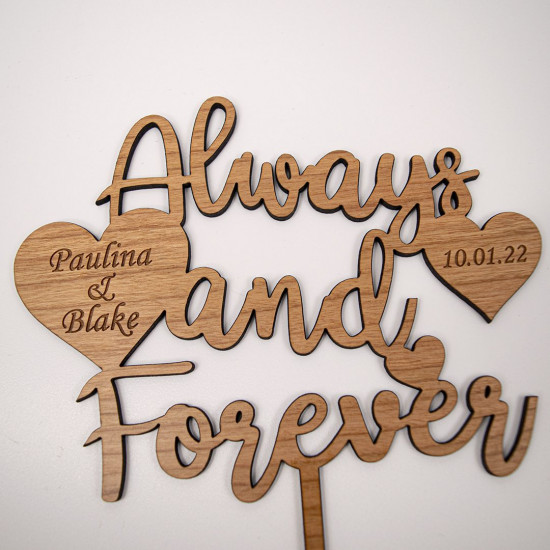Wooden Wedding Cake Topper - Always and Forever