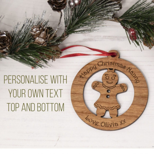 Wooden Christmas Tree Bauble - Gingerbread Lady