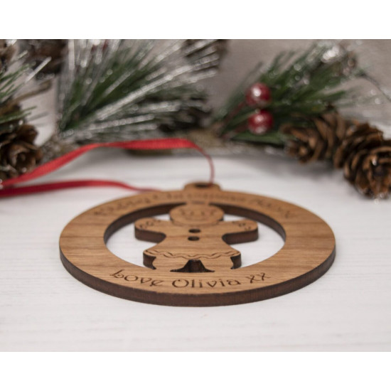 Wooden Christmas Tree Bauble - Gingerbread Lady