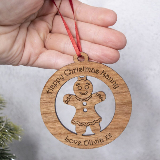Wooden Christmas Tree Bauble - Gingerbread Lady