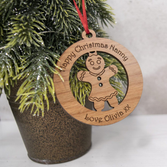 Wooden Christmas Tree Bauble - Gingerbread Lady