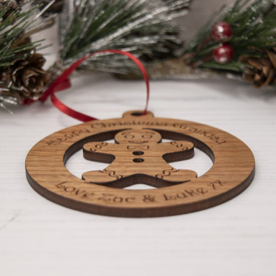 Wooden Christmas Tree Bauble - Gingerbread Man