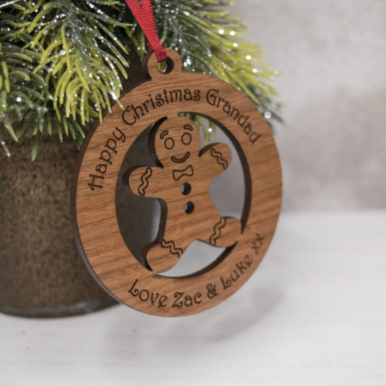Wooden Christmas Tree Bauble - Gingerbread Man