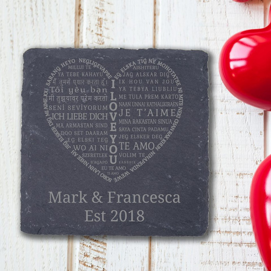 Slate I Love You Coaster