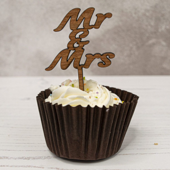 Wooden Wedding Cupcake Toppers