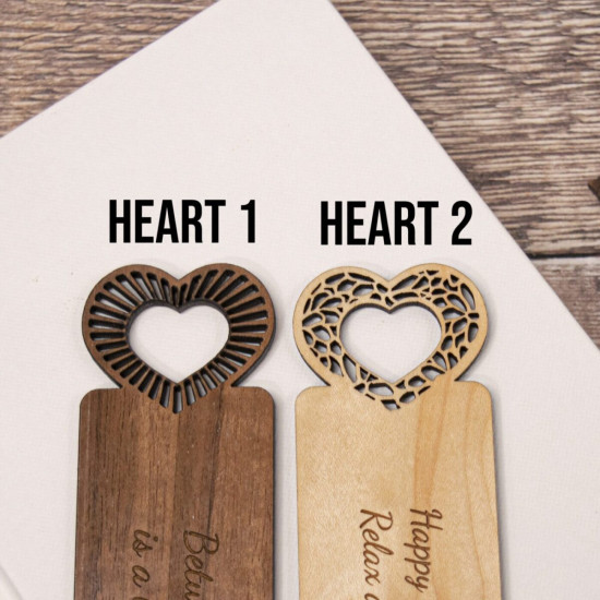 Wooden Heart Top Bookmark