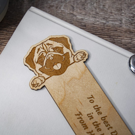 Wooden Pug Bookmark