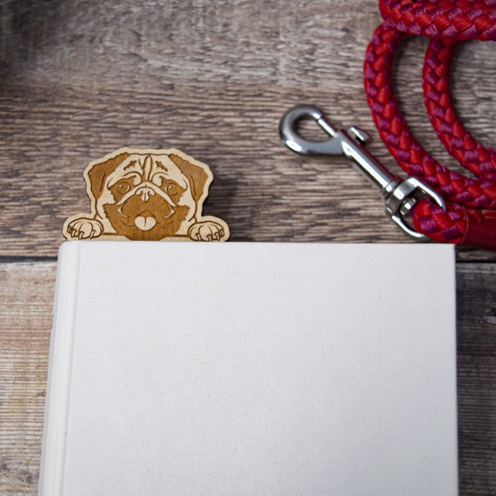 Wooden Pug Bookmark