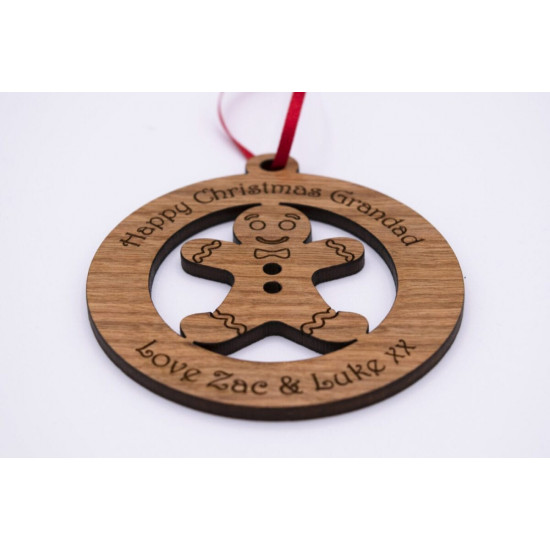 Wooden Christmas Tree Bauble - Gingerbread Man