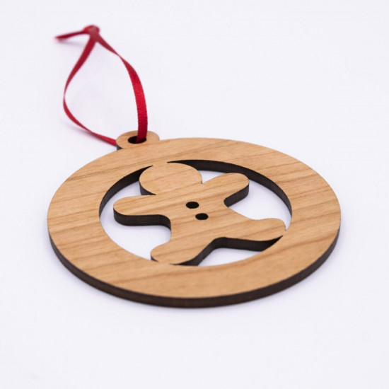 Wooden Christmas Tree Bauble - Gingerbread Man