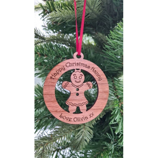 Wooden Christmas Tree Bauble - Gingerbread Lady