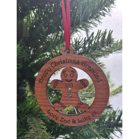 Wooden Christmas Tree Bauble - Gingerbread Man