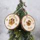 Cat and Dog Christmas Log Slice Ornament