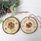 Cat and Dog Christmas Log Slice Ornament