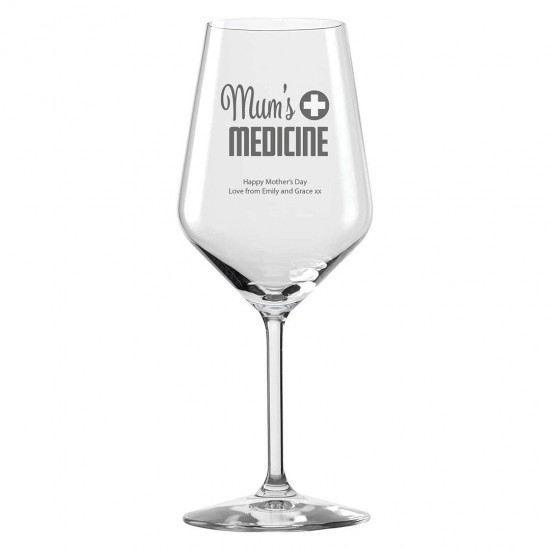 Engraved Wine Glass - Mum's Medicine