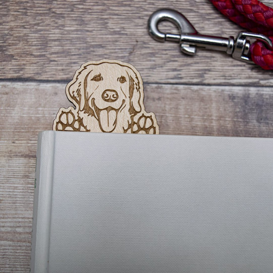 Wooden Golden Retriever Bookmark