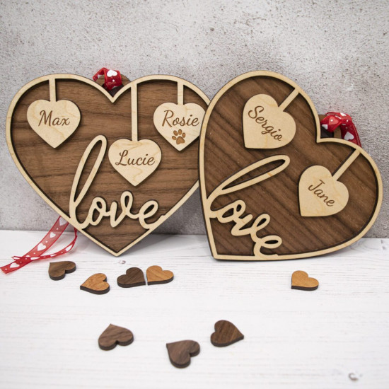 Wooden Hanging Heart Ornament