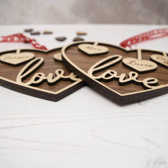 Wooden Hanging Heart Ornament