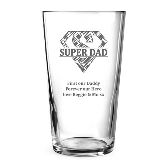 Engraved Super Dad Beer Glass