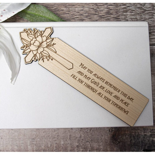Wooden Cross Bookmark - Floral