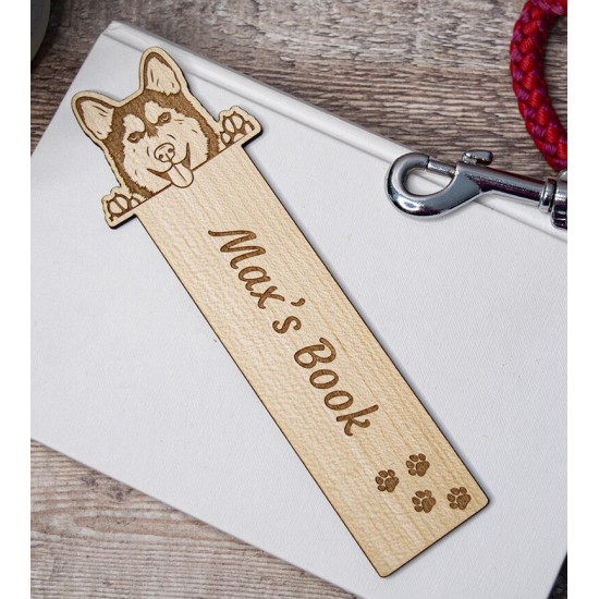 Wooden Husky Bookmark