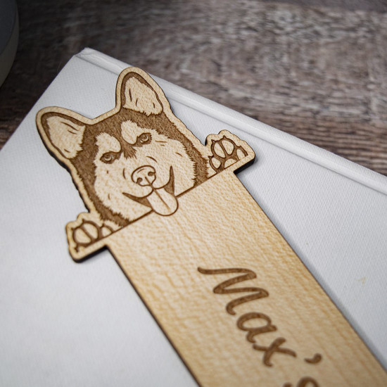 Wooden Husky Bookmark