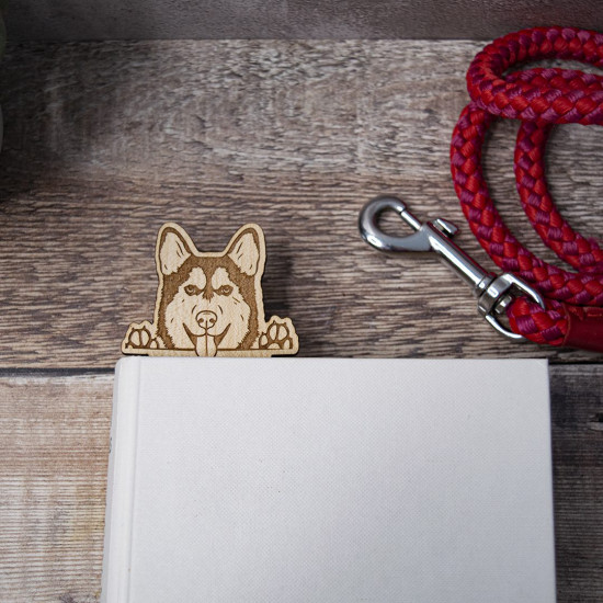 Wooden Husky Bookmark