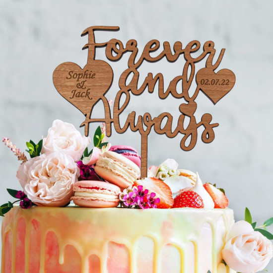 Wooden Wedding Cake Topper -  Forever and Always