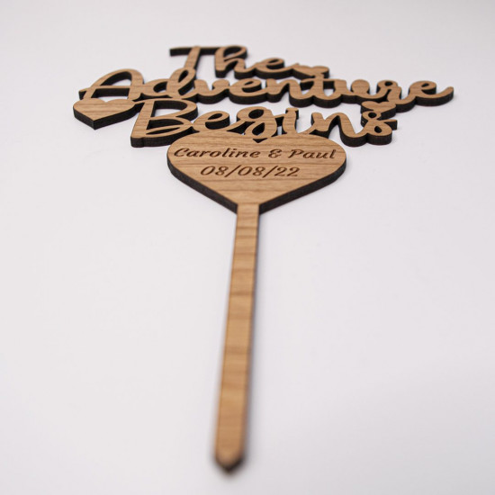 Wooden Wedding Cake Topper - The Adventure Begins