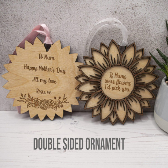 Wooden Hanging Flower Ornament