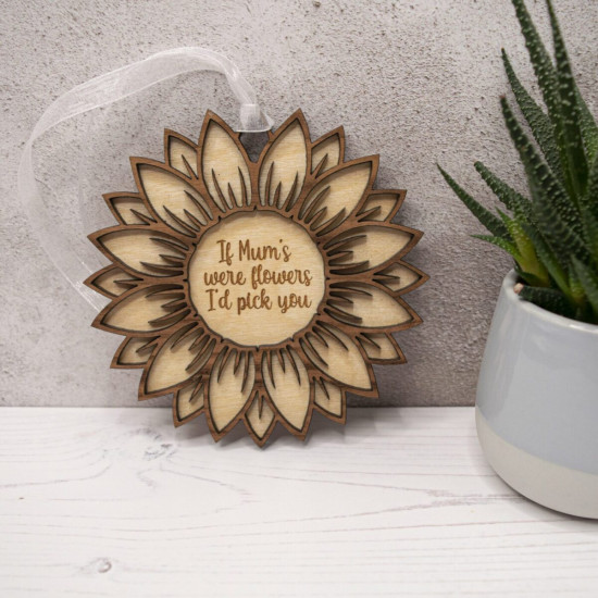 Wooden Hanging Flower Ornament