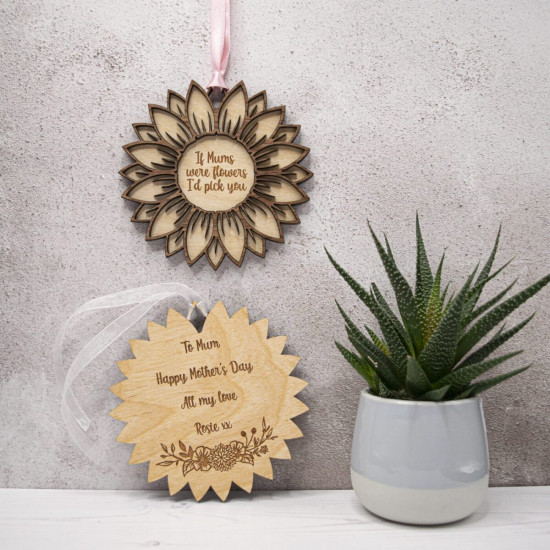 Wooden Hanging Flower Ornament