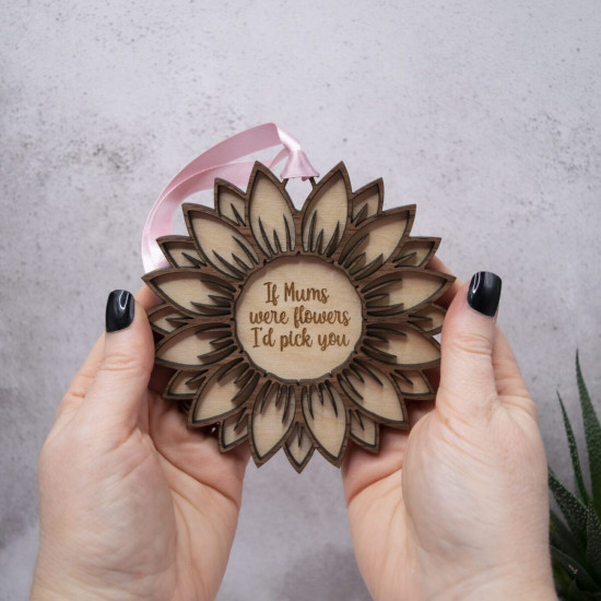 Wooden Hanging Flower Ornament